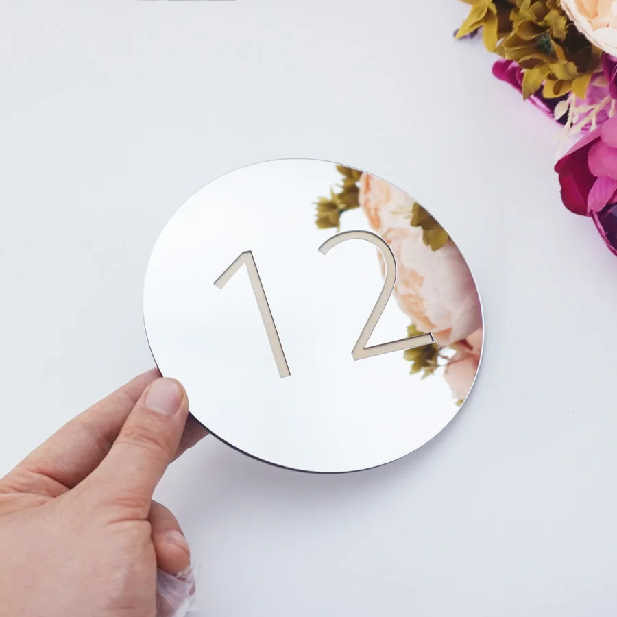 

Customizable 3D Mirror Door Number Plaques Multiple Colors And Sizes Acrylic Wooden Style House Address Plaques