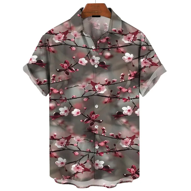 2024 Hawaiian Shirts For Men Summer Casual 3d Print Floral Short Sleeved Tops Oversized Shirt Beach Party Street Button Blouse