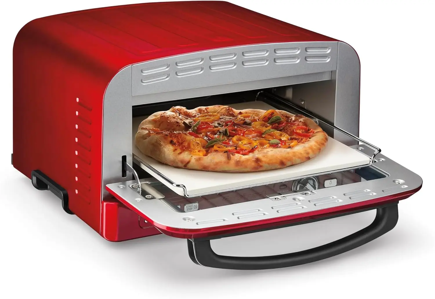 

Indoor Pizza Oven – Bake 12” Pizzas in Minutes – Portable Countertop Pizza Oven – Pomodoro Red Stainless Steel - CPZ-120R