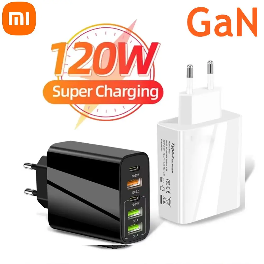 Xiaomi 120W Charger Fast Quick Charging PD QC 3.0 USB Type C Charger Fast Charging EU/US/UK Plug Adapter For Samusng iphone 120W