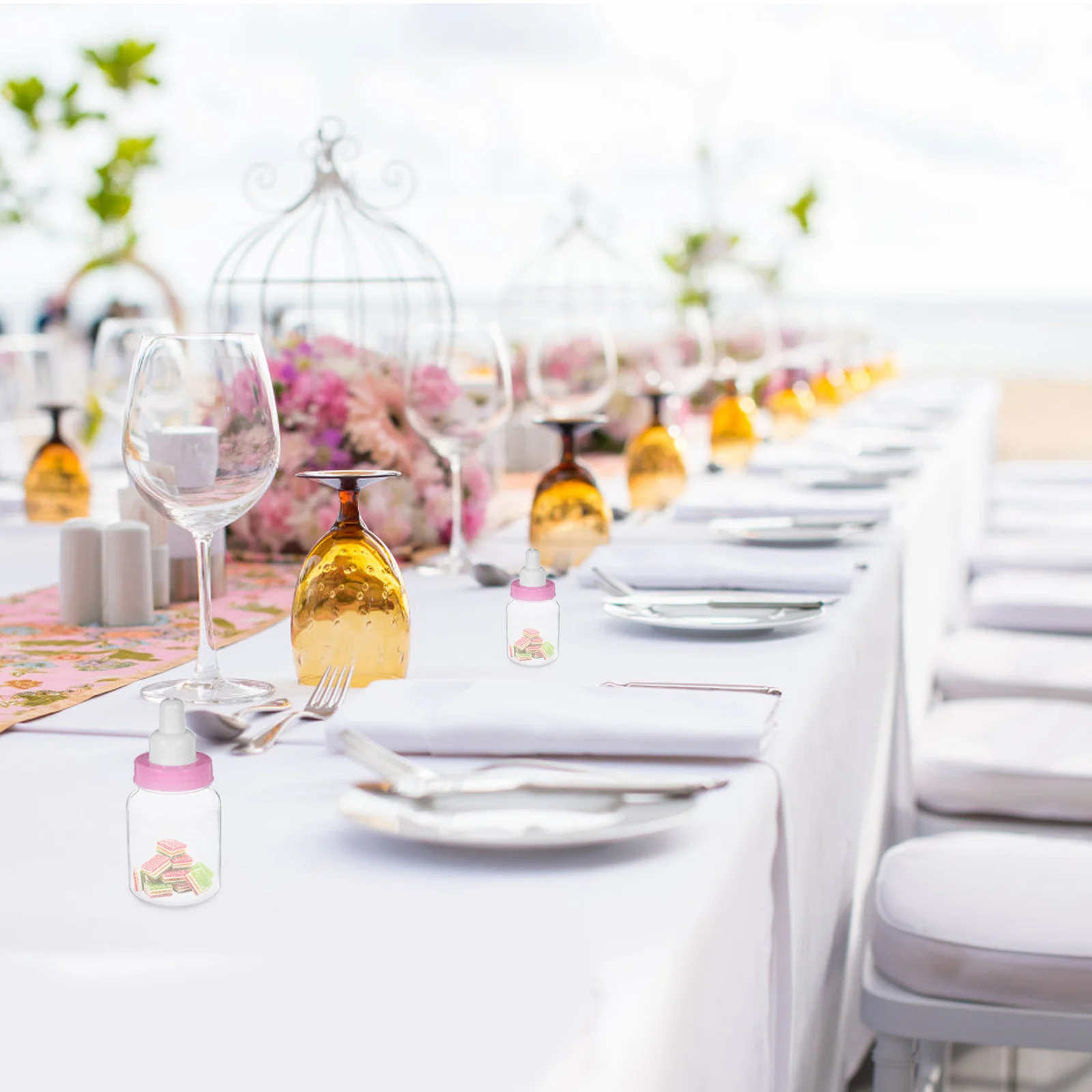 

12pcs Pink Mini Feeder Candy Bottle 10Cm Baby Shower Gift Box Party Filler Plastic Baby Gift Box Decorations