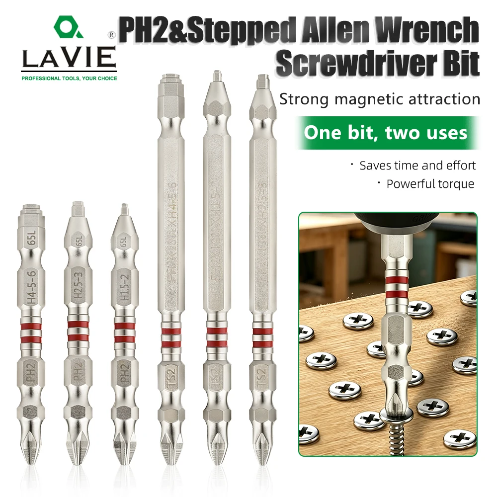 LAVIE 1pc PH2 Anti-Slip Ring Torx Impact Driver Bits , 65mm 100mm Length For 1.5-6mm Screws, Power Tool Accessories
