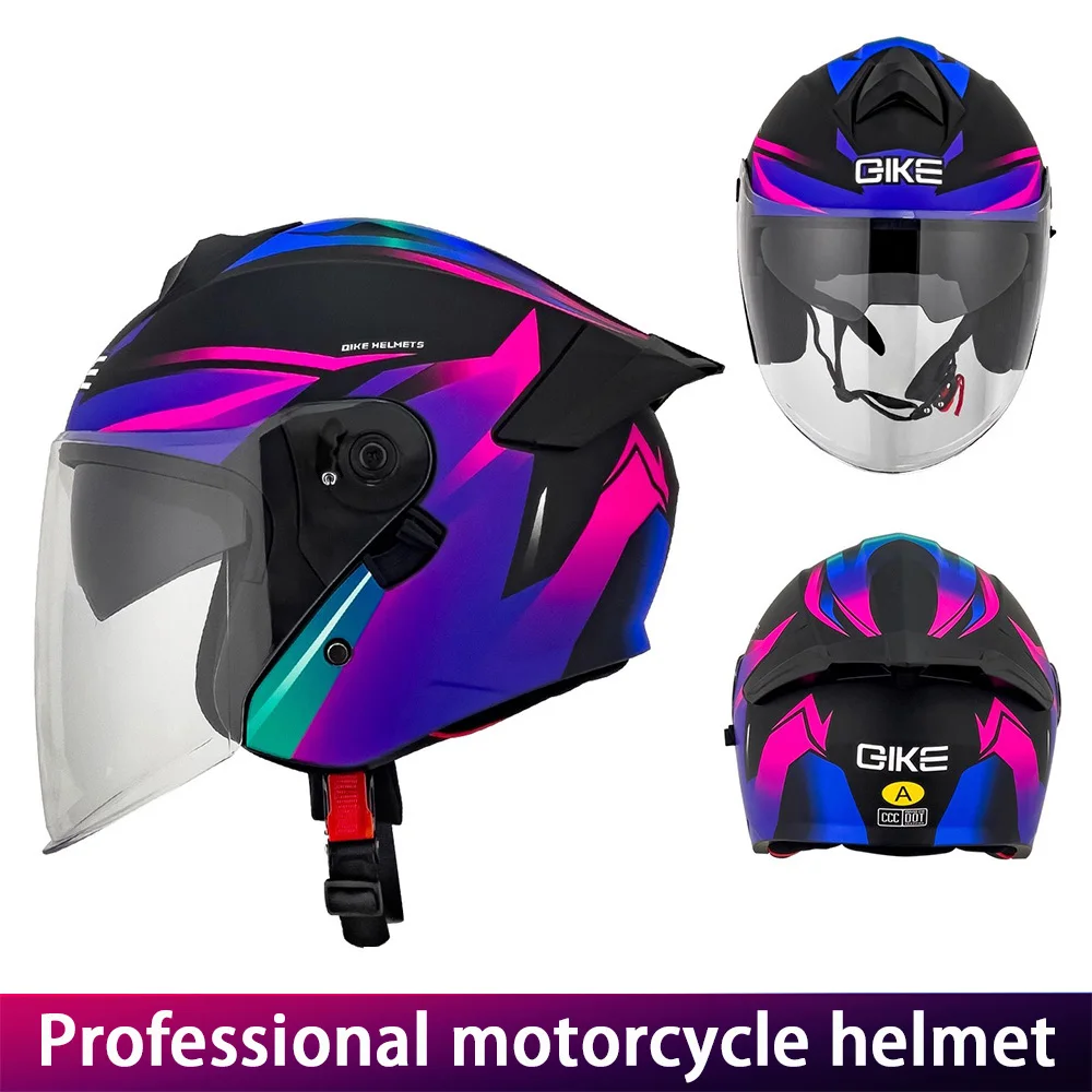 Unisex Anti-Fog Dual Lens Motorcycle Helmet Three-Quarter Half Helmet for Electric Vehicles Protective Gear for Men And Women