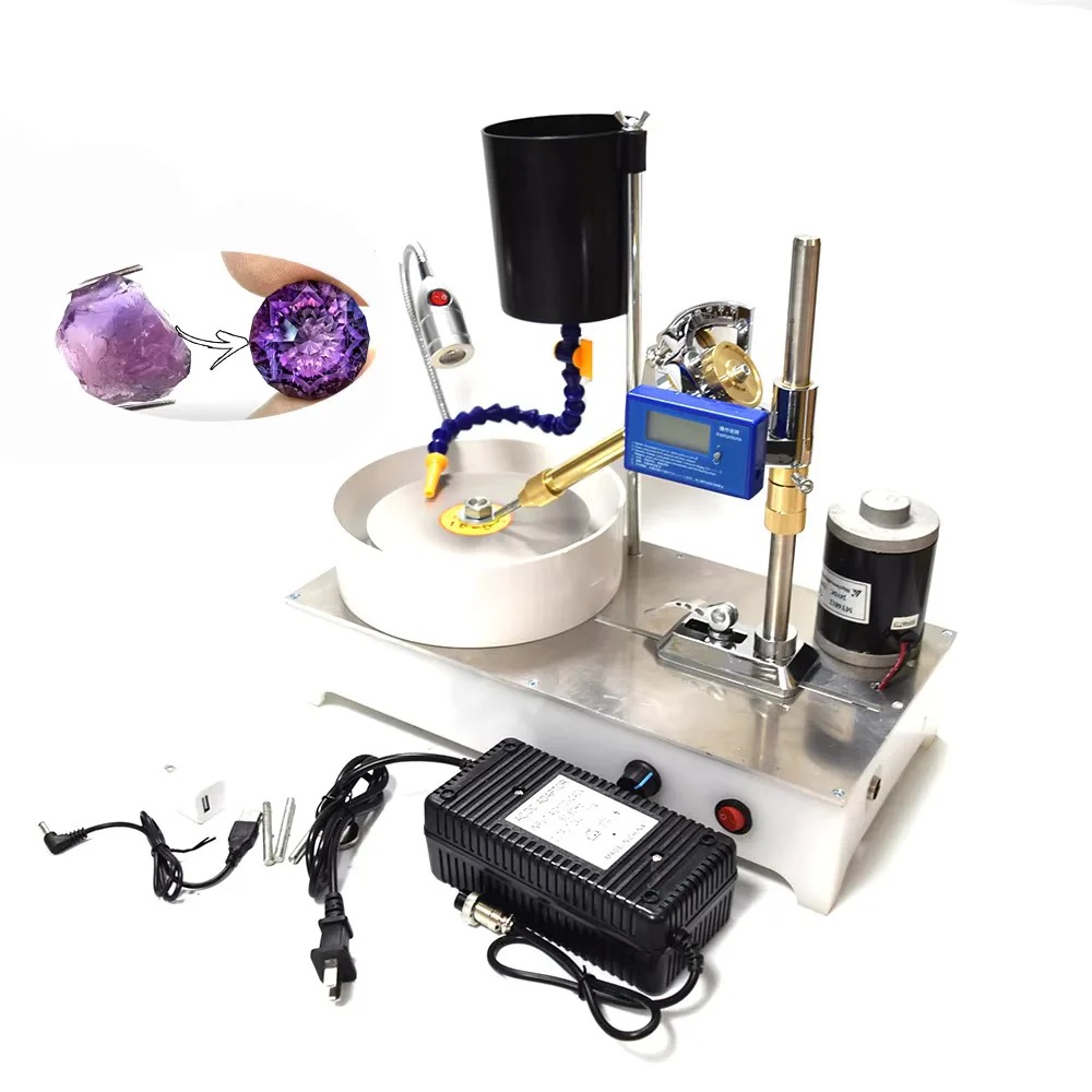 Gem Jade Processing Small Jade Jewelry Cutting Machine Digital Display Adjustable Speed Plane Polishing Machine 110/220V