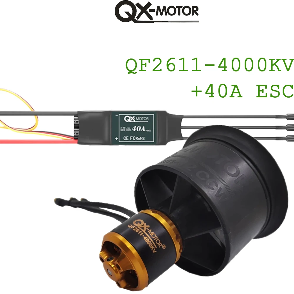 QF2611มอเตอร์ QX 50มม. EDF 12ใบพัดพัดลม3300KV 4000KV 4600KV 3S 4S มอเตอร์ไร้แปรงถ่าน CW กับ40A ESC