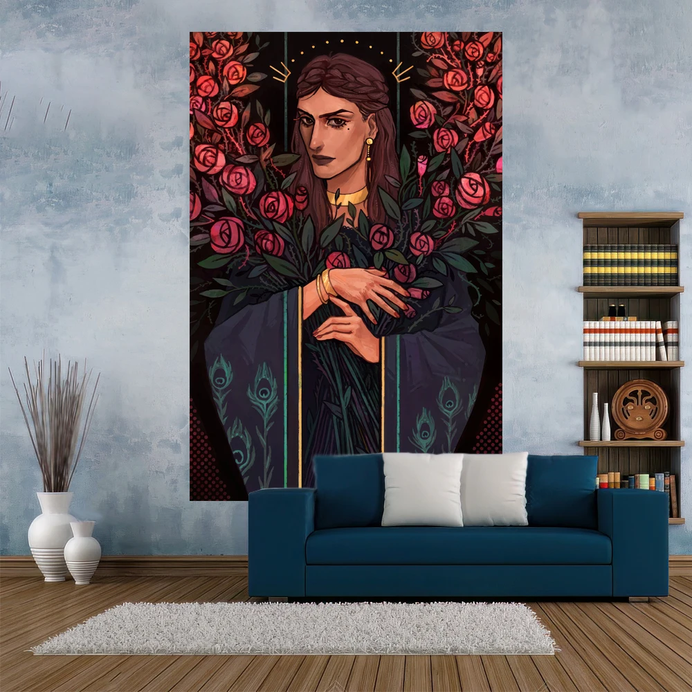 Tarot Girl Tapestry Anime Witchcraft Printed Hippie Wall Hanging Carpets Dormitory Backgound Bedroom Decoration Sofa Blanket