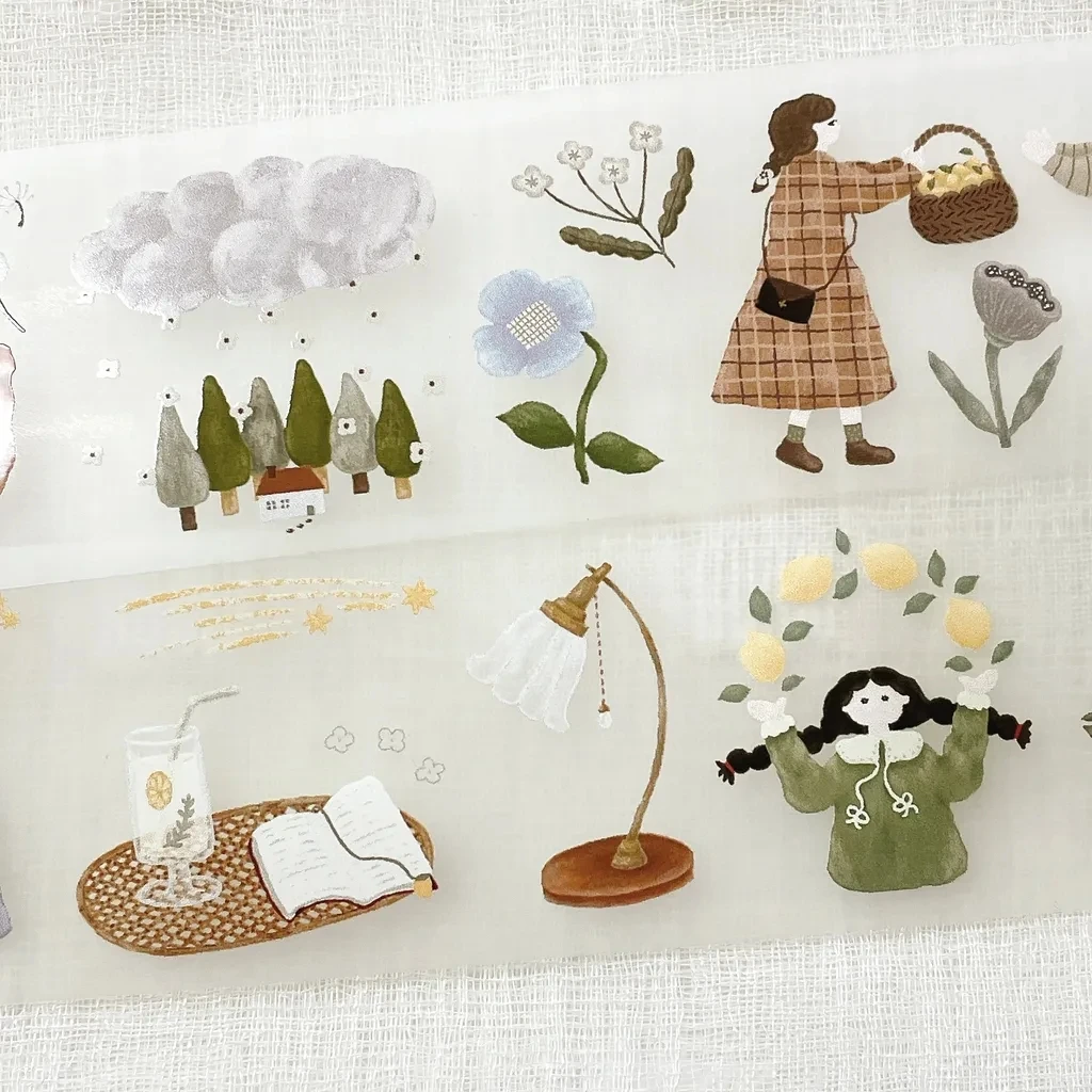 1 루프 아이비 스노우 빈티지 레몬 트리 농장 숲 소녀 Washi 애완 동물 테이프 카드 만들기 DIY Scrapbooking 계획 장식 스티커