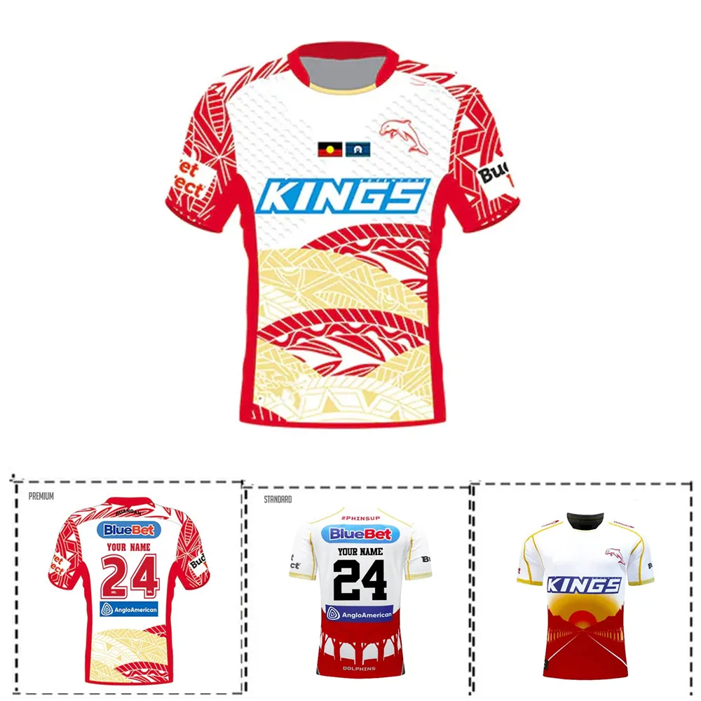 2024 Dolfijnen Heren Inheemse Rugbytrui 2024/25 Dolfijnen Thuis Anzac Erfgoed Jersey Maat S--5XL