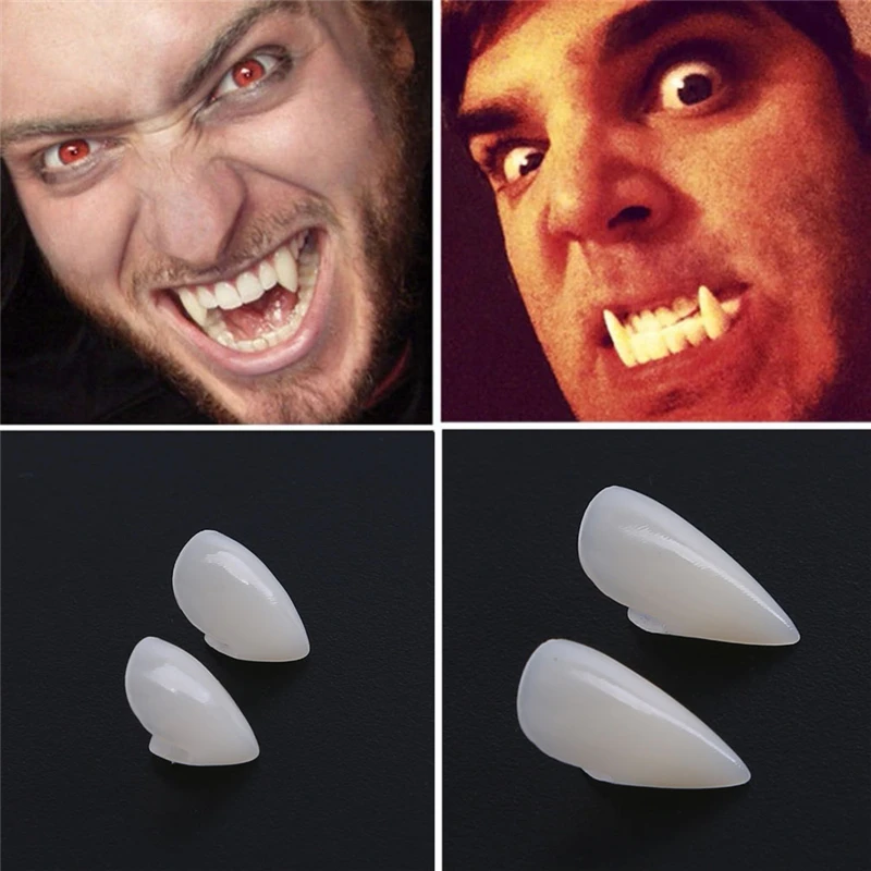 Vampire Teeth Fangs Dentures Props Halloween Costume Props False Teeth Solid Glue Denture Adhesive Halloween Party Decorhallowe
