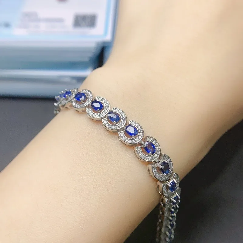 SACEGEMS جديد وصول 925 فضة 3*4 مللي متر الياقوت الطبيعي الأحجار الكريمة أساور للنساء المشاركة كوكتيل غرامة مجوهرات