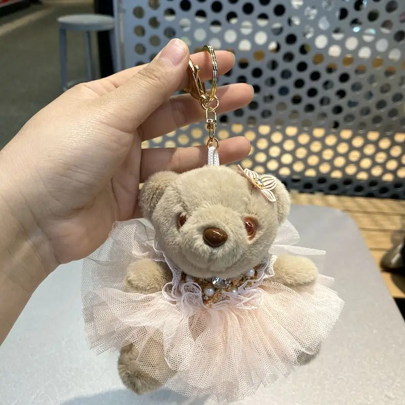 beautiful  Teddy conjoined bear sweet dress skirt doll lifelike Pendant decorate doll birthday keychain fahione couple gift