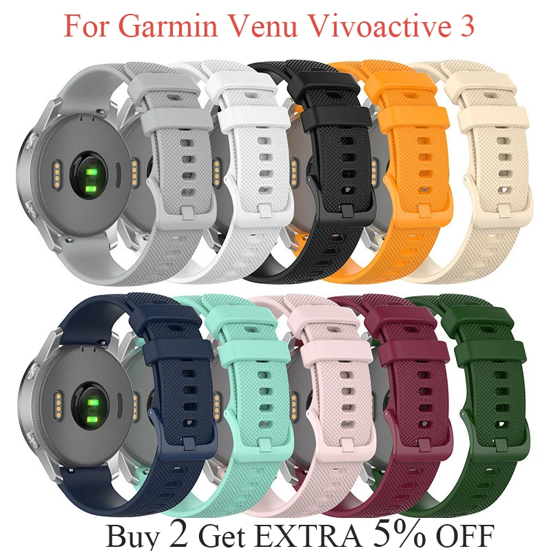 

For Garmin 245 Strap Official Button Silicone Watch Band Sports Strap For Forerunner 245M/645/Vivoactive 3/Venu/Venu SQ Bracelet