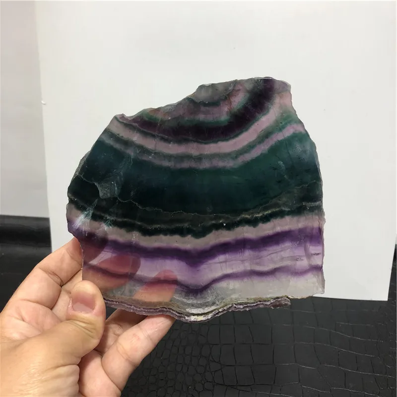 

570g Natural healing gemstone polished Colorful rainbow blue Fluorite crystal slice for feng shui decoration