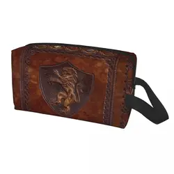 Custom Hand Tooled Leather Medieval Book Cover Makeup Bag for Travel Cosmetic Organizer Vintage Medieval Storage Toiletry Bags