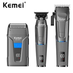 Kemei Professional Barber Hair Clippers Cordless Trimmer Sets Mens Foil Shaver Hair Cutting Machine Electric Razor Grooming Kit