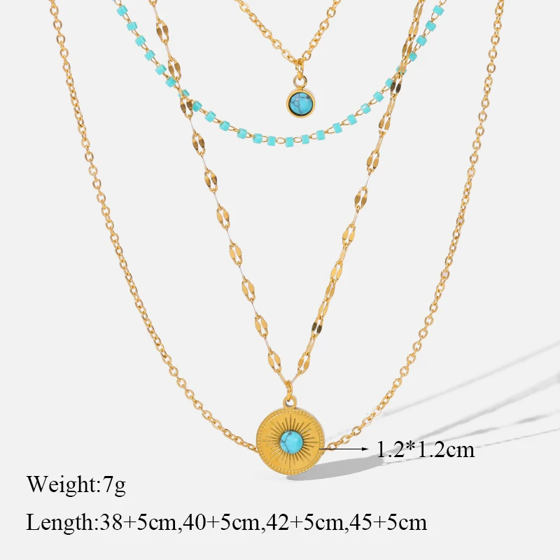 EILIECK 316L Edelstahl-Schmuck Mehrschichtige Halsketten mit grünem Steinanhänger für Damen Vintage Choker Halsketten-Accessoires – Detail 20
