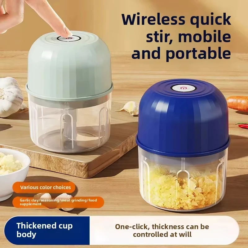 Electric Garlic Grinder, Portable Mini Rechargeable Meat Grinder, Vegetable and Fruit Mixer, Household Kitchen Tool Grinder