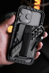 Cuchillo táctico EDC fibra de carbono con tarjeta luminiscente