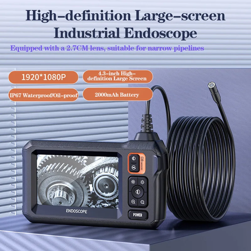

Industrial Endoscope Camera 8mm HD1080P 4.3inch IPS Screen 1080P Pipe Inspection Camera for Car Repair IP67 Waterproof