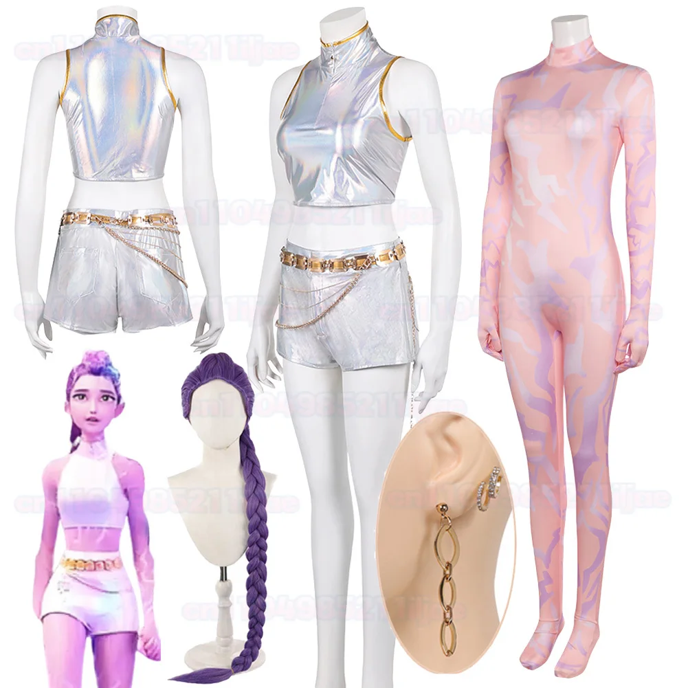 

2025 mira Demon Hunter of KPop Rumi Cosplay Silver Singing Suits Cartoon Disfraz Costume Women Halloween Carnival Party Clothes