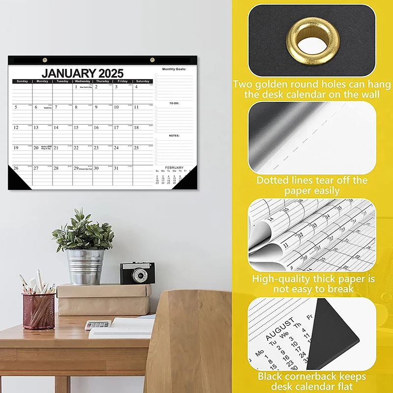 2025 Wall Calendar Monthly Daily Planner 18-Month Schedule Organizer Wall Hanging Calendar Decoration For Home Office