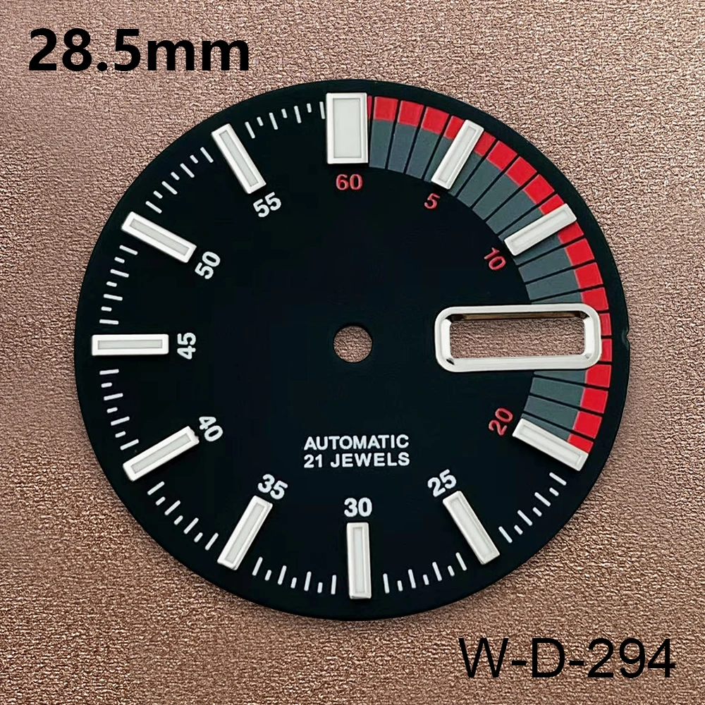 Esfera de buceo con logotipo S5 de 28,5mm, adecuada para movimiento japonés NH35/NH36, accesorios de modificación de reloj de calidad mate luminoso verde