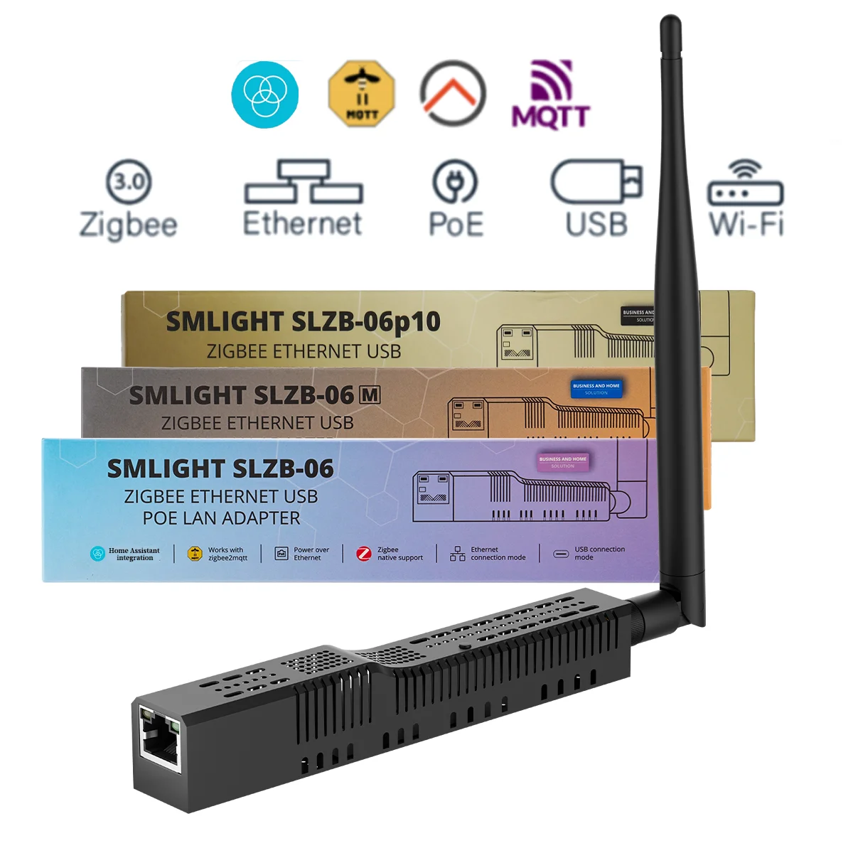 

SMLIGHT SLZB-06/06M/06P7/06P10 Координатор шлюза Zigbee-to-Ethernet/WIFI/USB с PoE работает с домашним помощником Zigbee2MQTT ZHA