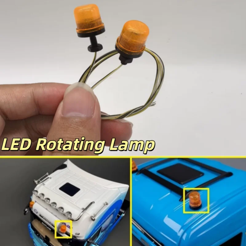 RC 360 Degree Rotating Lamp For 1/14 Tamiya RC For SCANIA 770S BENZ MAN VOLVO Warning Light Dump Truck RC Toy DIY Parts
