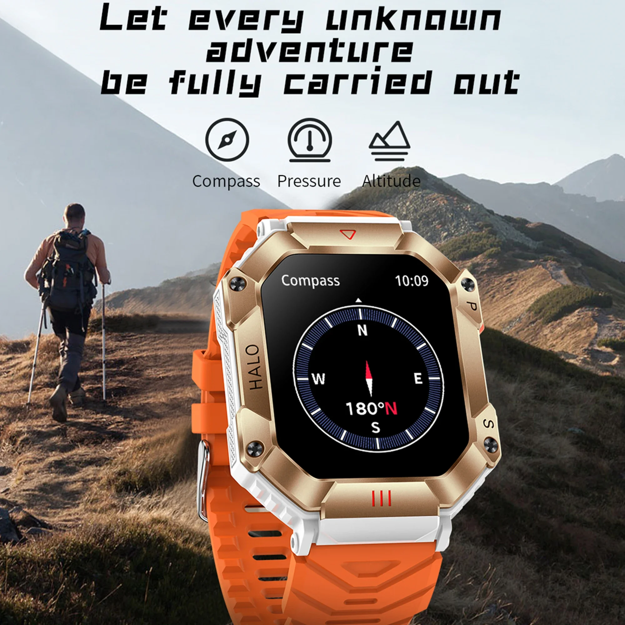 2024 620mAh Rugged Military Smart Watch Men for Android IOS Ftiness Watches lP67 Waterproof 2.0