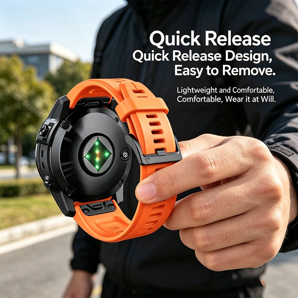 

Быстросъемный силиконовый ремешок 22/26 мм для Garmin fenix 8E/47/51 мм, 7/7X, 6/6X Pro, 5X/5 Plus, Tactix 8, Epix Gen 2, Instinct 2/3