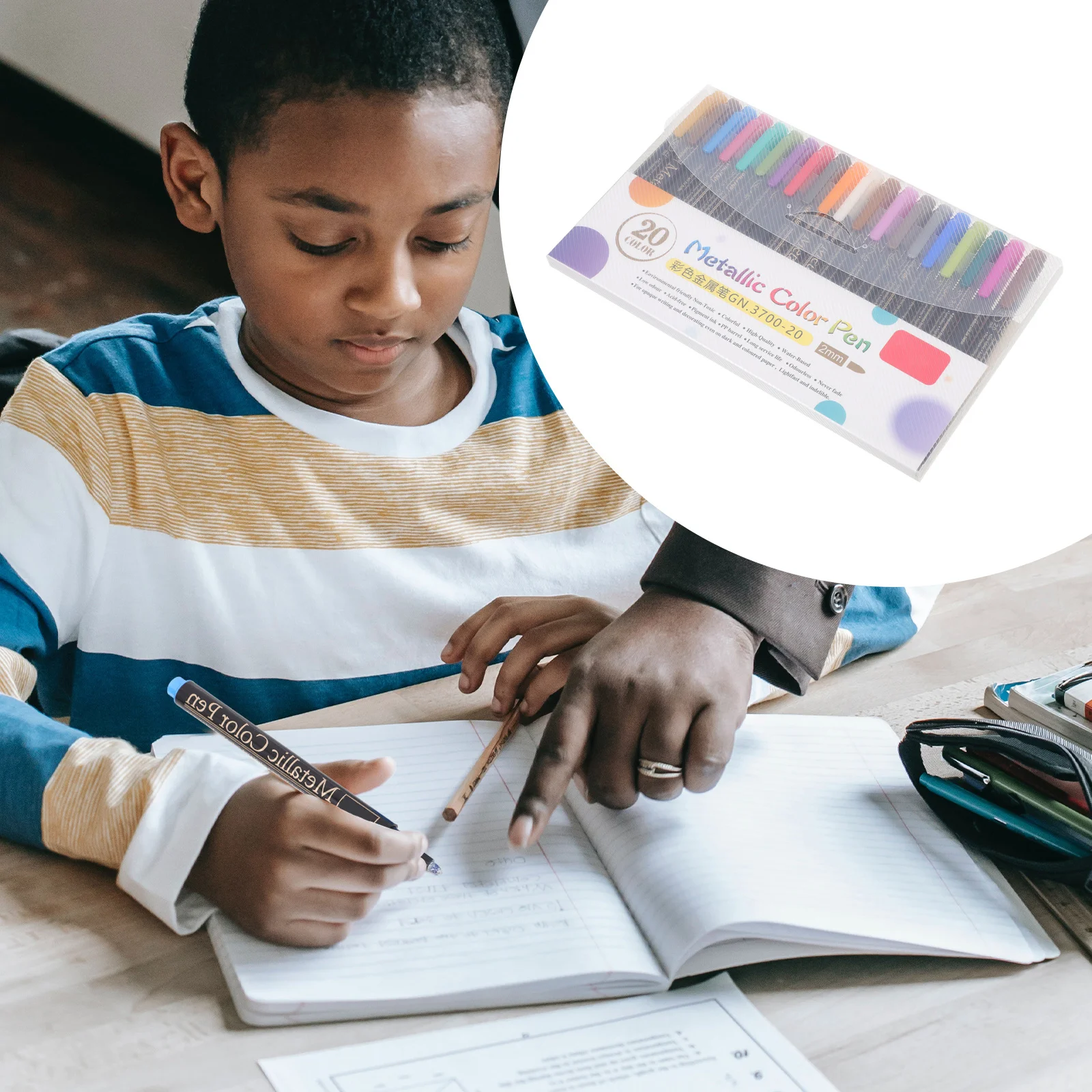 

20pcs Metallic Color Pen Set Fine Point Markers For Black Paper Drawing Pens Diy Scrapbook Painting Tools Kids Craft Stationery