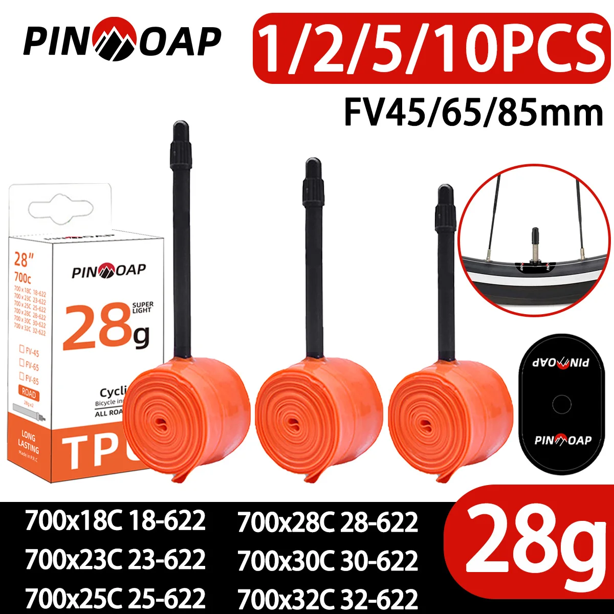 AliExpress pinmoap PINMOAP Bicycle TPU Inner Tube 28g Ultra Light French Air Nozzle 700x18/23/25/28/30/32C FV45/65/85mm Anti Puncture Inner Tube