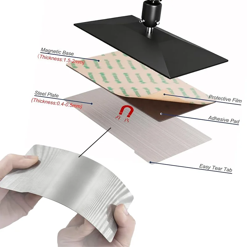 SLA Resin Build Plate 224x129mm Flexible Steel Sheet + Strong Adhesion Magnetic Base for Elegoo Saturn 2/3/4 Ultra