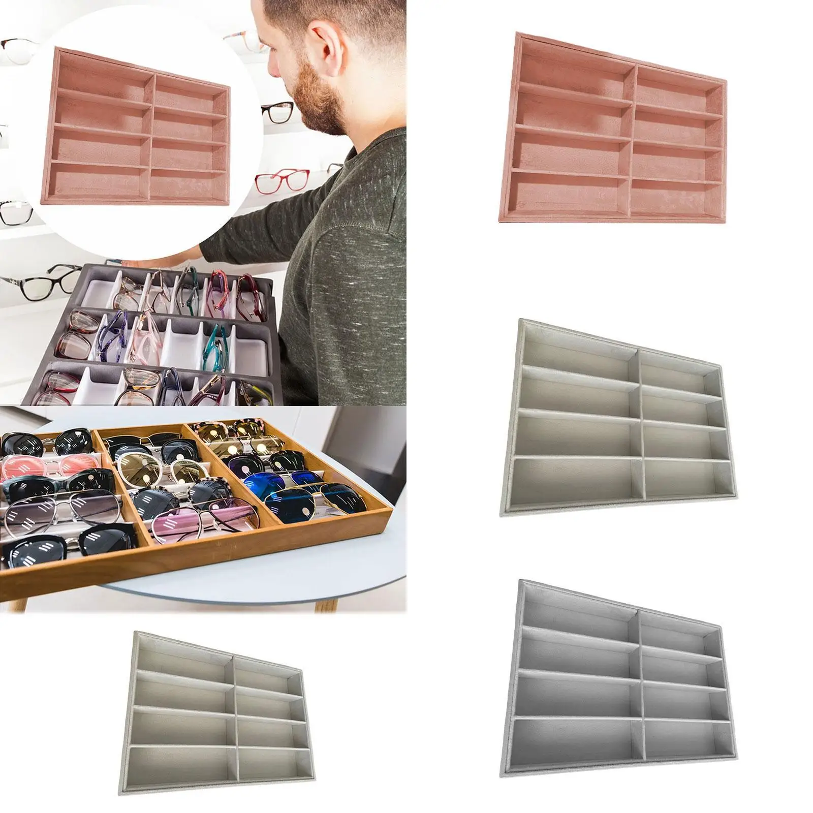 Glasses Display Tray Lightweight Eyeglasses Display Case Multipurpose Eyewear Storage Box for Dresser Travel Desktop Store Home