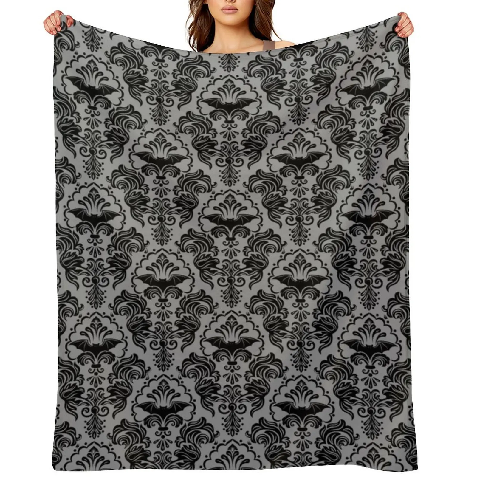 

Bat Damask Throw Blanket Blankets For Sofas Single Thin funny gift Blankets