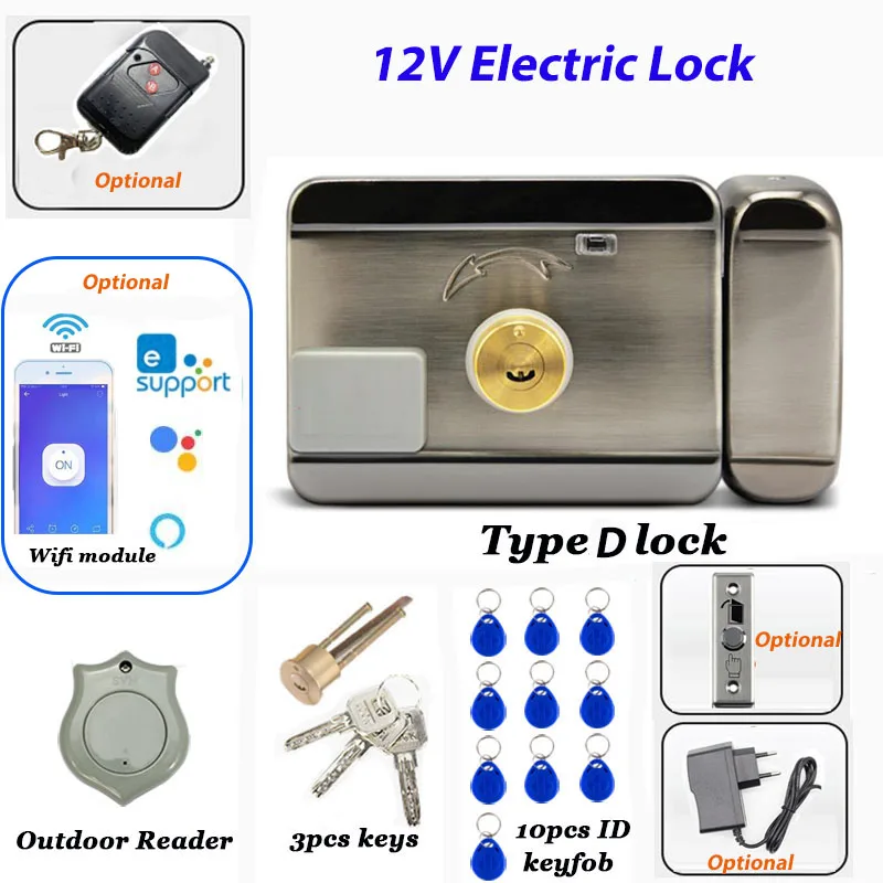 12V Intercome Compatible Lock For Access Control System Electric Swing Gate Lock Optional Remote Controller Ewelink Wifi App