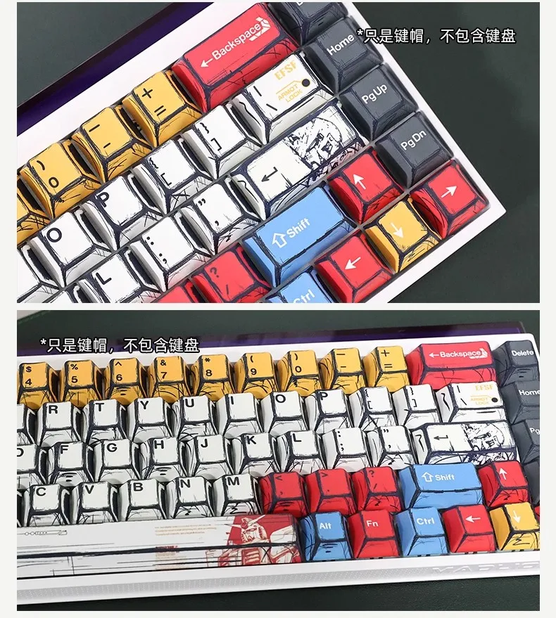 Copritasti per tastiera meccanica tema anime cartone animato manga sublimazione a caldo materiale PBT copritasti magnetici EVA01 EVA02 EVA