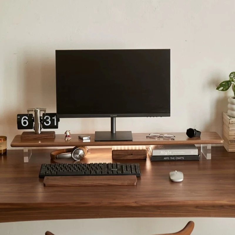 Wooden Monitor Riser Stand Desktop Computer Storage Bracket Office Acrylic Leg Monitor Organizer Support Household Monitors Base