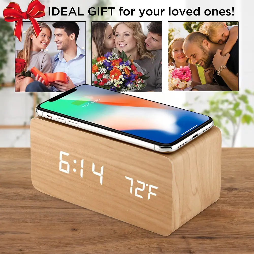 Multifunctional LED Digital Alarm Clock Desktop Charging Clock 12/24H Display Unique Home Decoration Bedroom Living Room Office