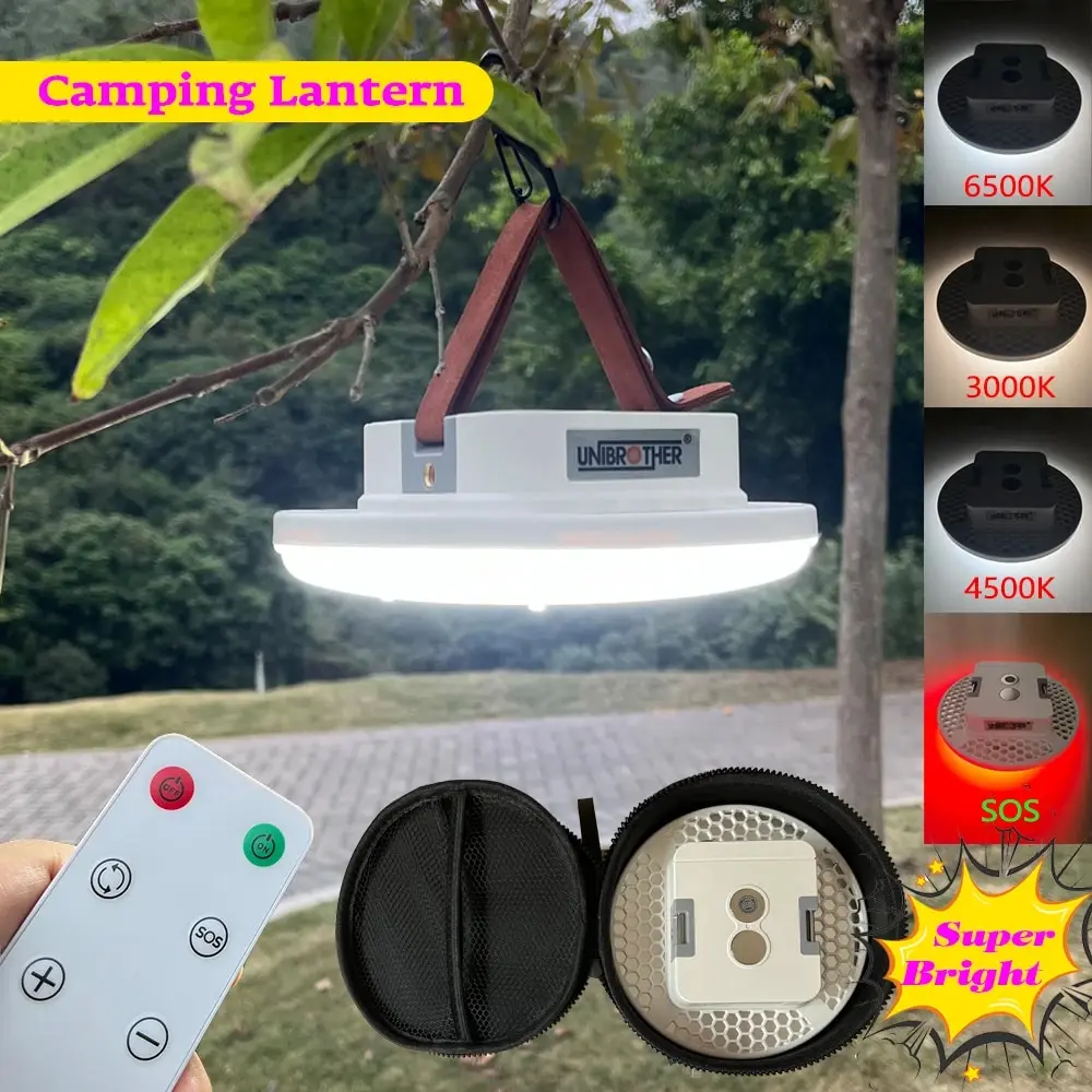 13500mAh Remote Control LED Rechargeable Camping Lantern Magnet Strong Light Portable Flashlights Tent Lights with Case Bag