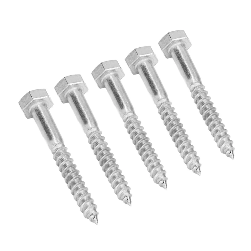 304 Stainless Steel Half Thread Bolt Wood Hex Lag Screws Self Tapping Wood Coach ScrewM6x50MM
