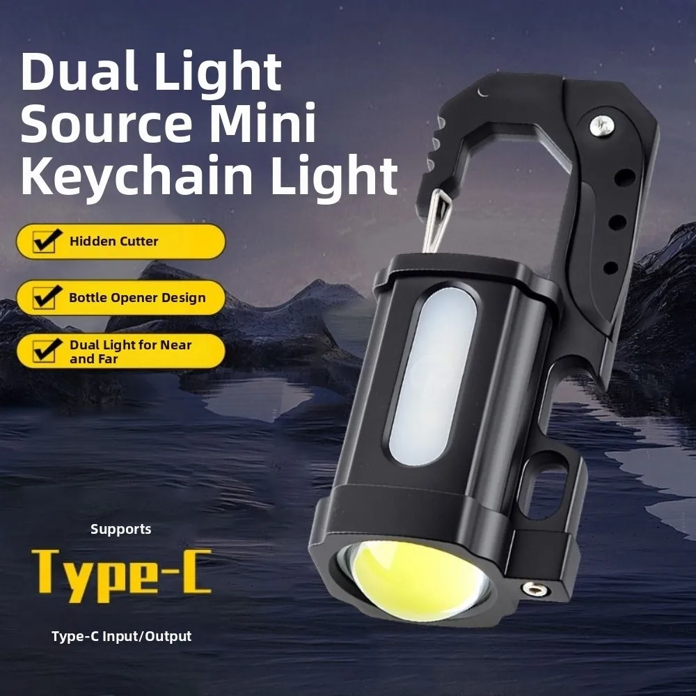 High Bright LED Keychain Flashlight Portable Power Output Function Mini Keychain Light Waterproof Multifunction