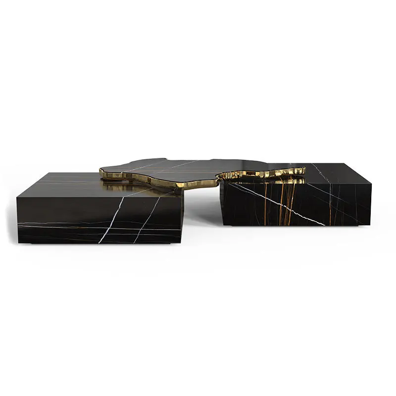 

Portuguese light luxury natural marble coffee table villa large flat floor living room high-end irregular coffee table