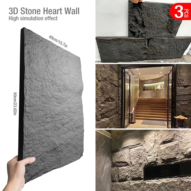 60x40cm wysoki kamień symulacyjny 3D naklejki ścienne kamienna cegła tapeta pokrycie ścian salon romb 3D panel ścienny forma płytka