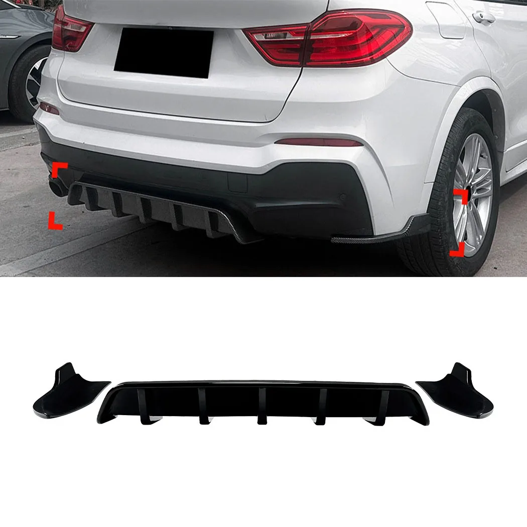 For BMW X4 F26 M Sport 2014 2015 2016 2017 2018 Car Rear Bumper Diffuser Lip Splitters Spoiler Rear Bumper Protector Guard