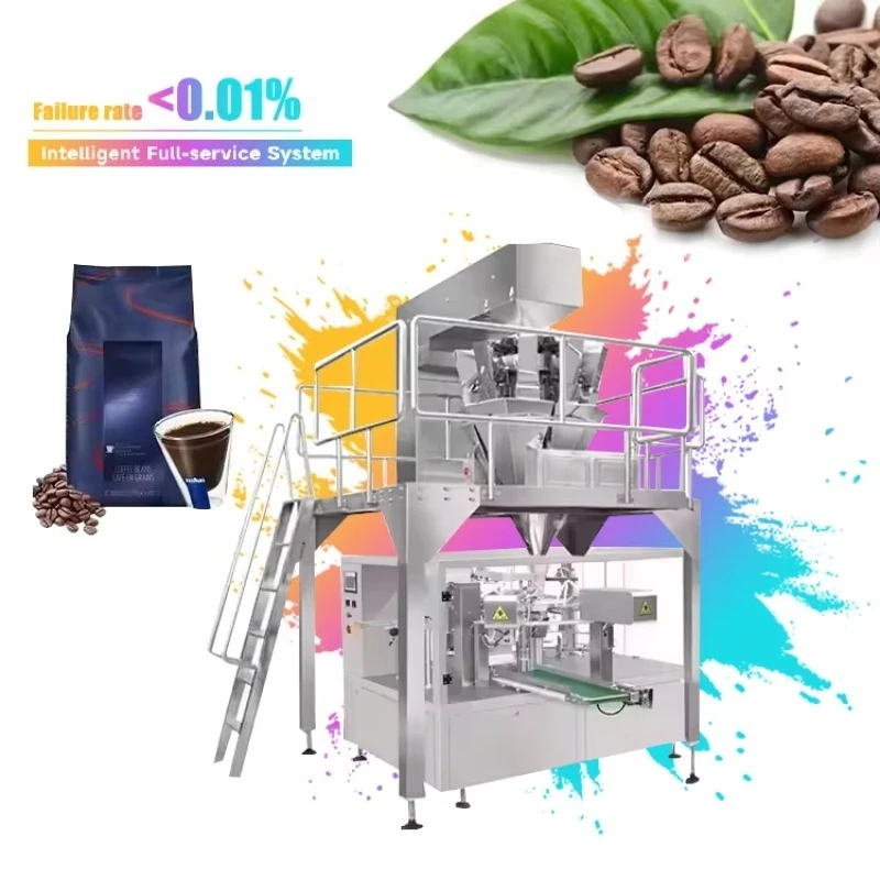 Customized Automatic Premade Stand up Zipper Bag Rotary Filling Machine Coffee Bean Cashew Grain Doypack Pouch Packing Machine