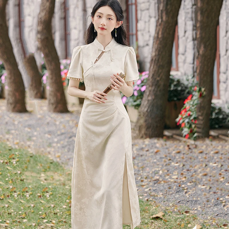 Women's New Chinese Style Summer Cheongsam Dress 2026Vintage Retro Fashion Slim Modified Young Lady Elegant Luxury Evening Party