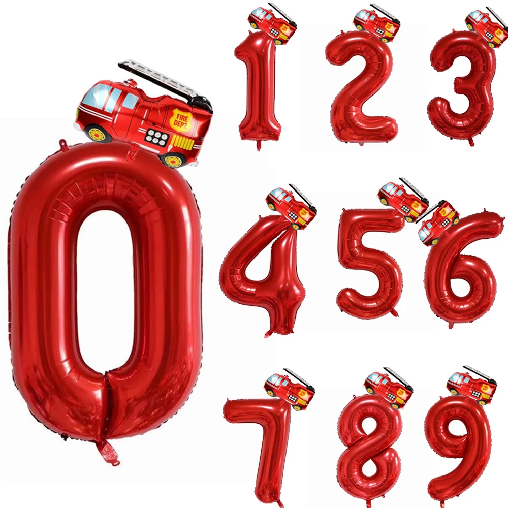 Feuerwehrauto Feuerwehrmann Sam Party Geschirr Banner Feuerwehrauto Nummer Luftballons Kinder Feuerwehrmann Feuerwehrmann Sam Geburtstag Party Dekorationen – Detail 16