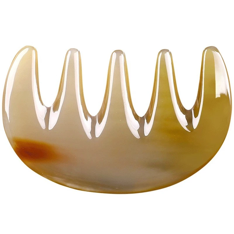 

Natural horn comb five teeth meridian massage comb