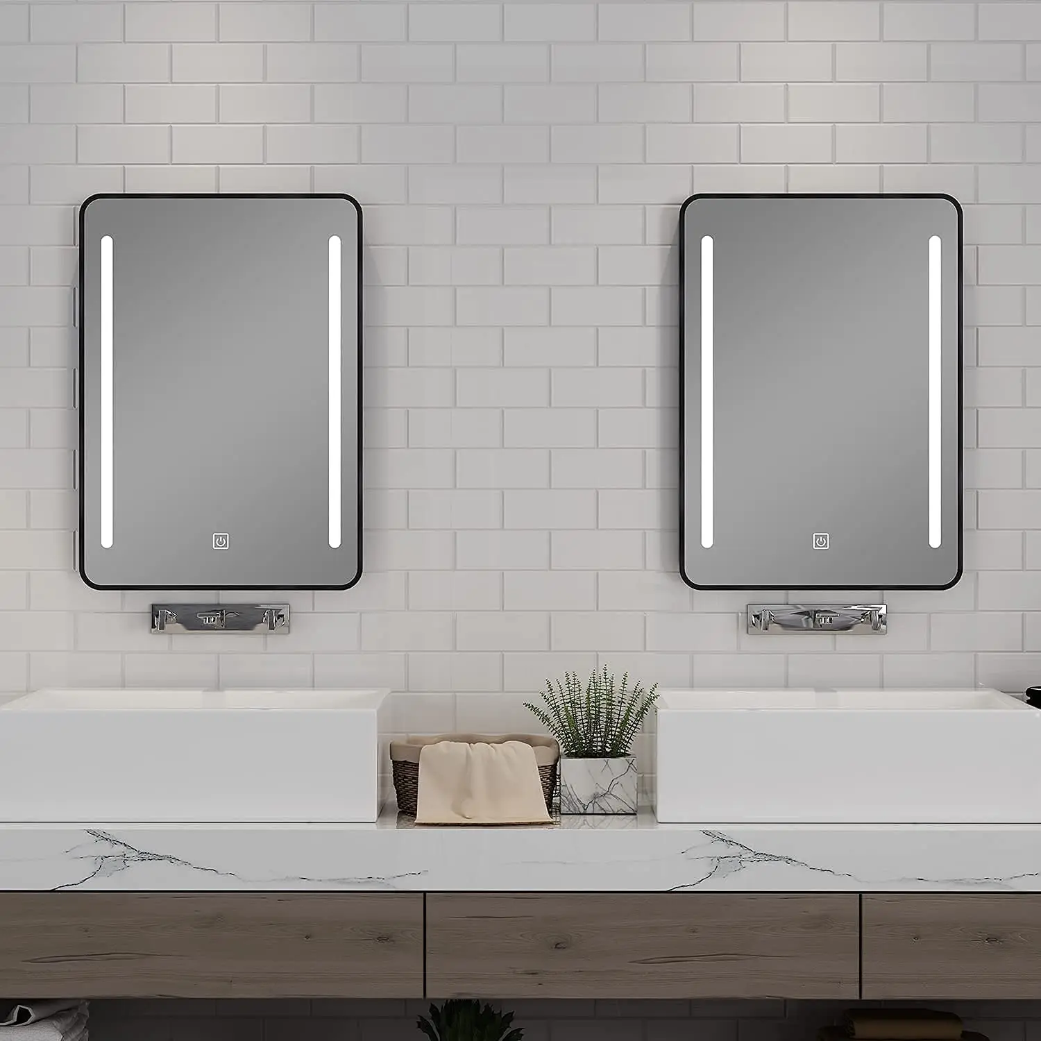 Modern farmhouse style bathroom cosmetic mirror large wall-mounted matte black aluminum alloy frame rust-proof decoration home